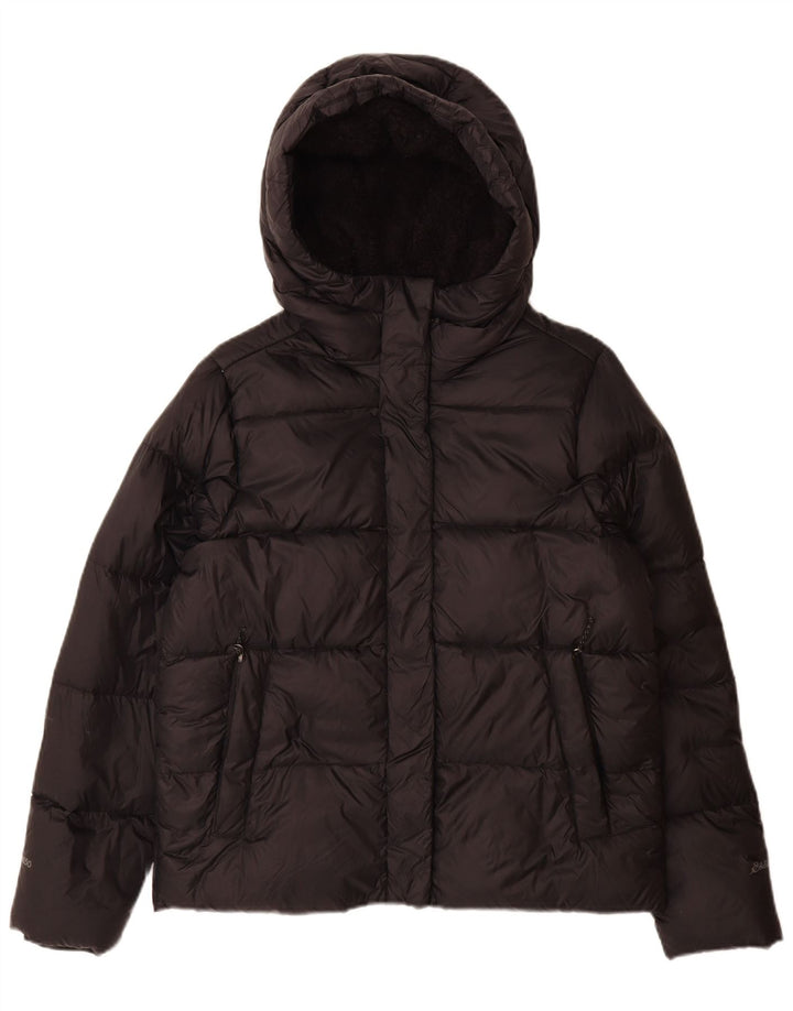 Giacca imbottita con cappuccio da donna Eddie Bauer UK 14 nylon nero medio
