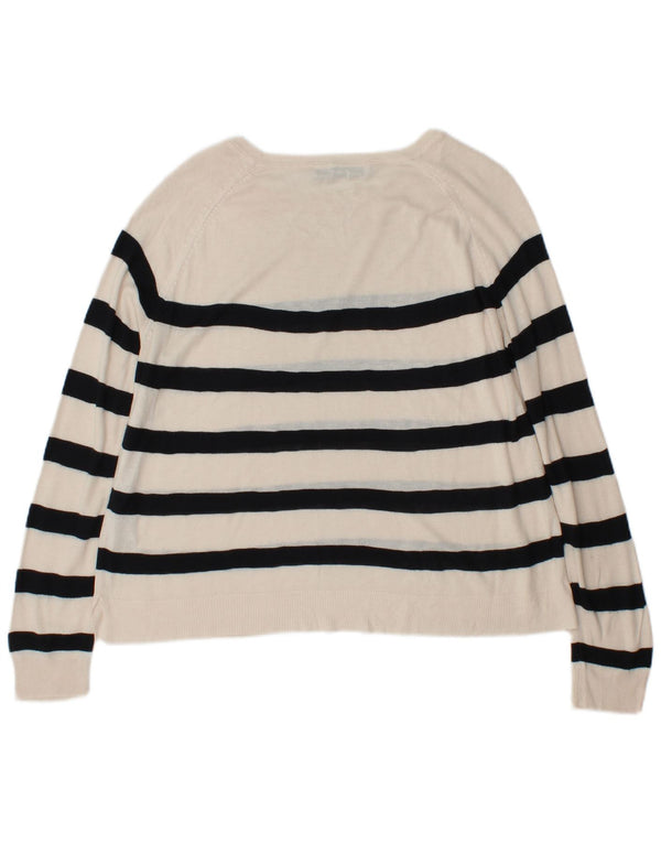 Maglione corto con scollo a barca da donna Zara UK 10 piccolo a righe bianche