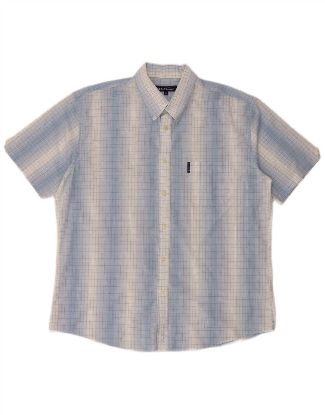 Camicia a maniche corte da uomo Ben Sherman 4XL in cotone a quadretti blu