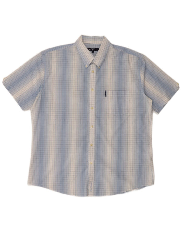 Camicia a maniche corte da uomo Ben Sherman 4XL in cotone a quadretti blu