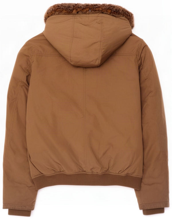 Giacca imbottita con cappuccio da donna Tommy Hilfiger UK 14 Large Marrone Nylon
