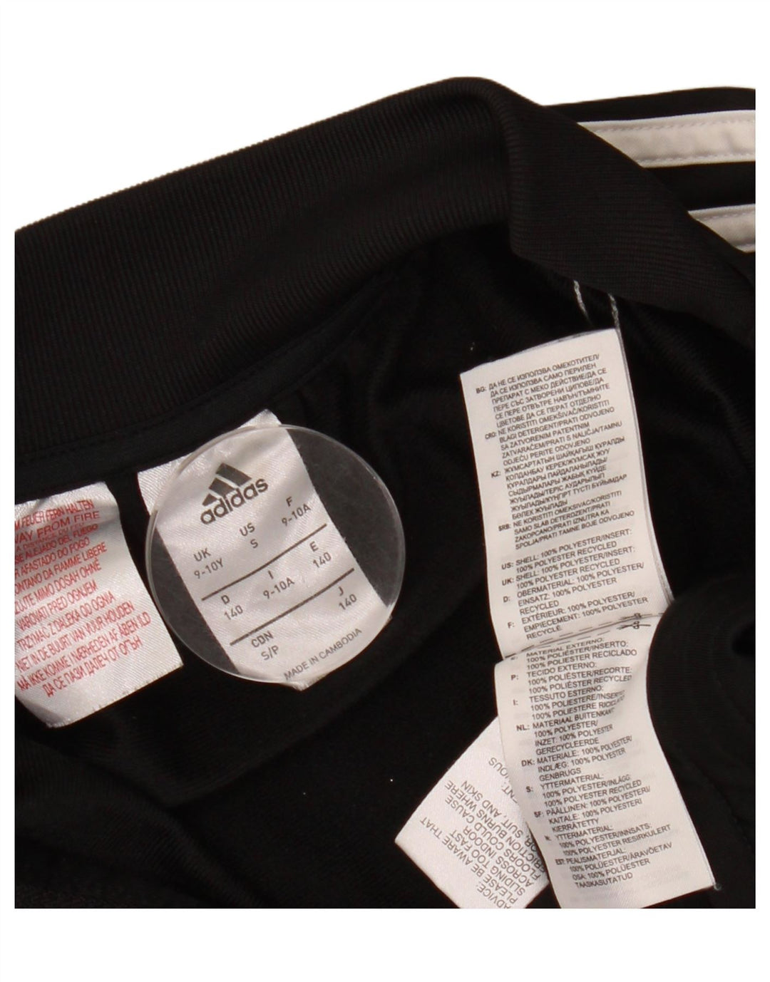 Giacca top della tuta da ragazzo ADIDAS 9-10 anni in poliestere nero