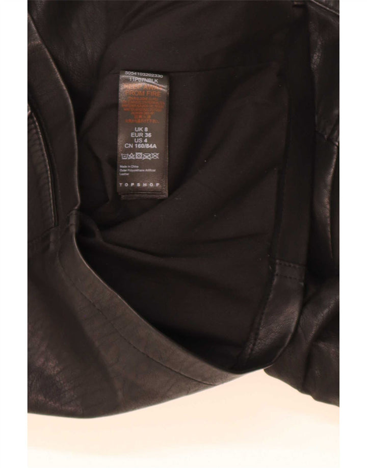 Topshop Giacca da motociclista da donna in ecopelle UK 8 Small Poliestere nero