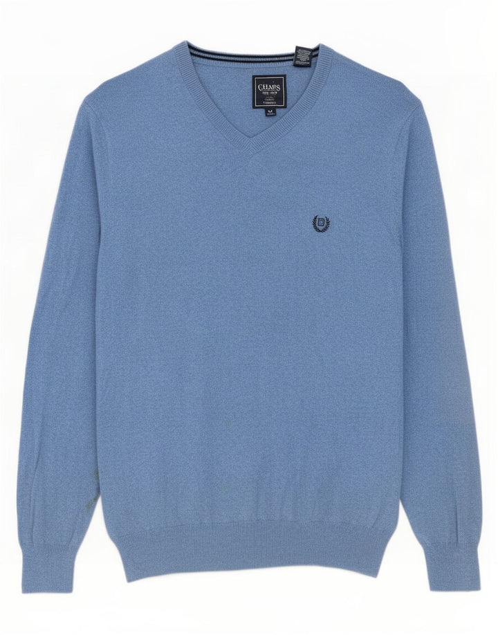 Maglione da uomo con scollo a V Chaps in cotone blu medio