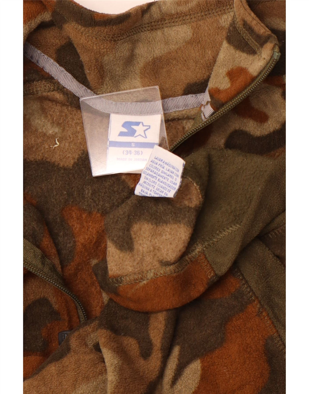 Maglione in pile da uomo STARTER con collo con zip, piccolo marrone mimetico sportivo