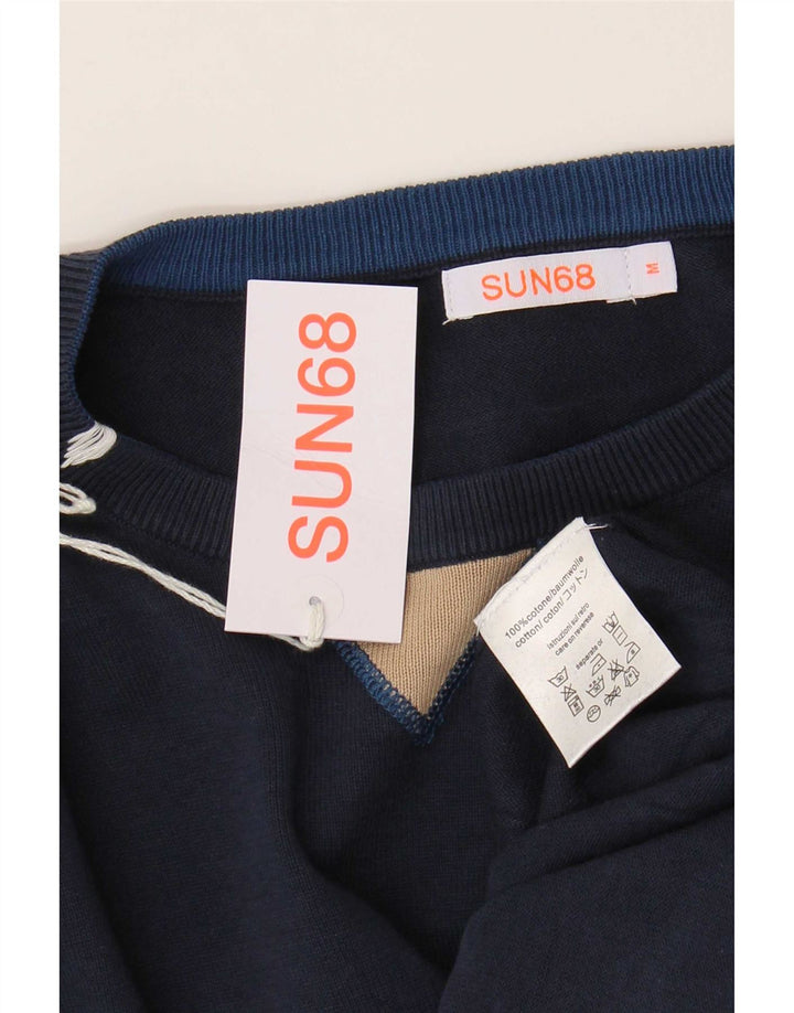 Maglione maglione girocollo da uomo Sun68 cotone medio blu navy