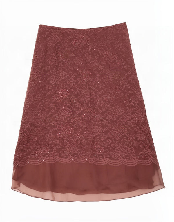 Gonna longuette da donna Jigsaw UK 14 grande W32 marrone floreale