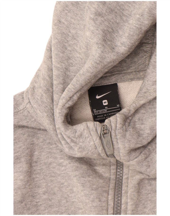 Maglione con cappuccio e zip NIKE per ragazzi 10-11 anni in cotone grigio medio