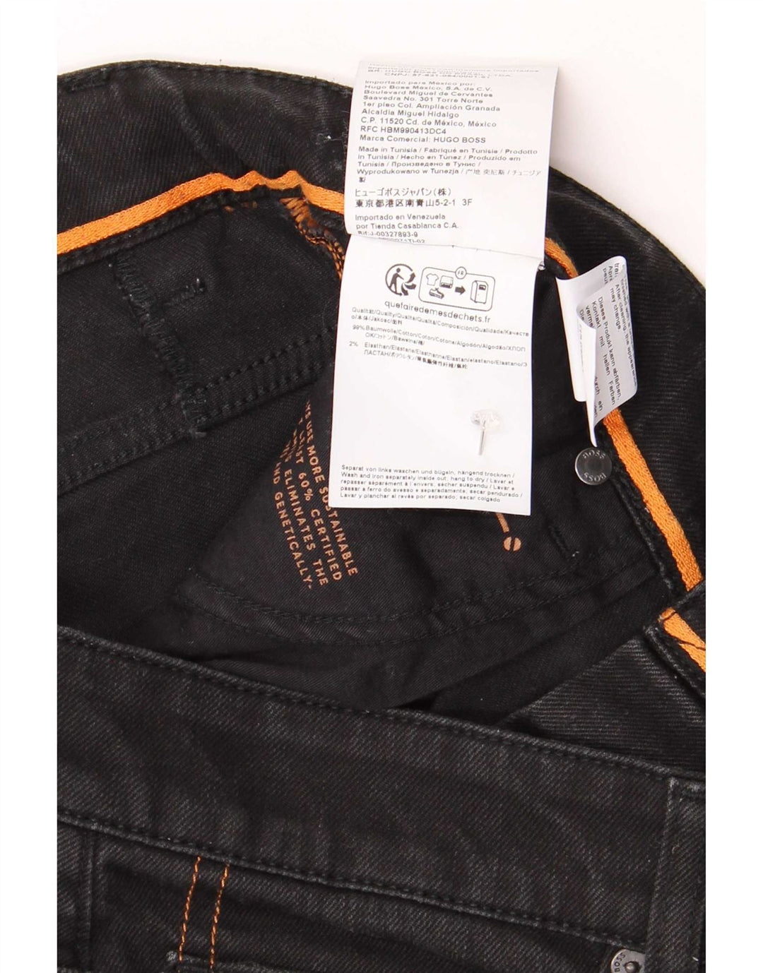 Jeans slim da uomo Hugo Boss W32 L30 cotone nero