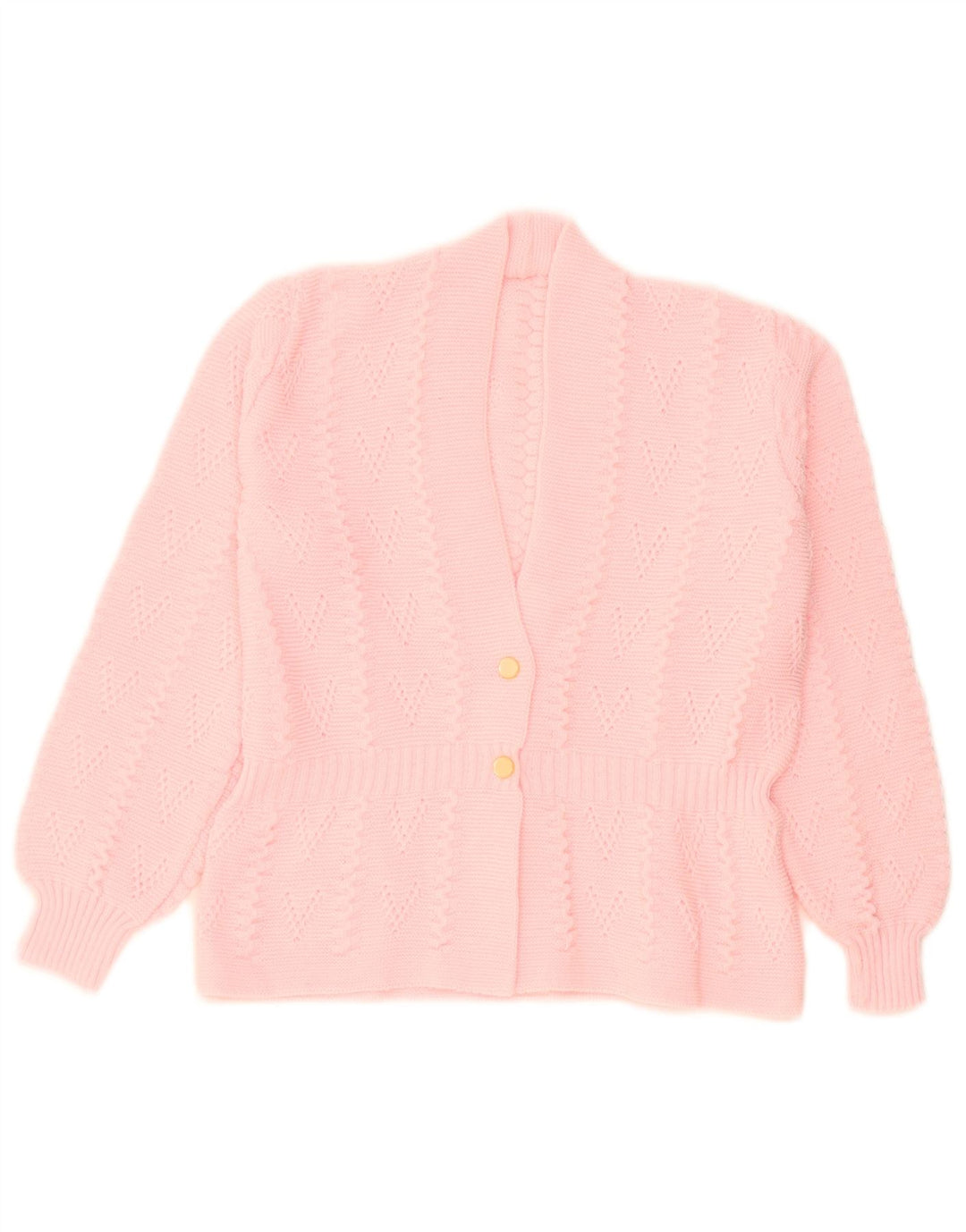 Maglione cardigan da donna vintage UK 14 acrilico rosa medio
