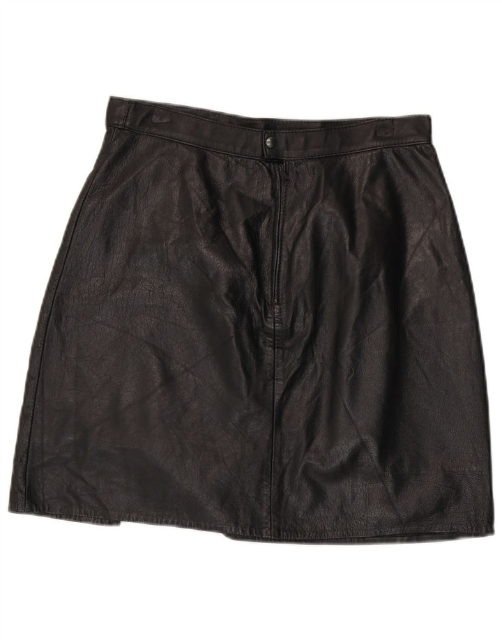 Mini gonna in pelle da donna VINTAGE W28 media nera
