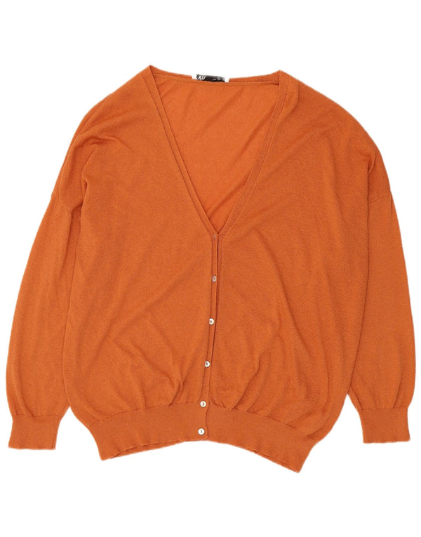 Maglione cardigan oversize da donna Zara UK 16 grande acrilico arancione