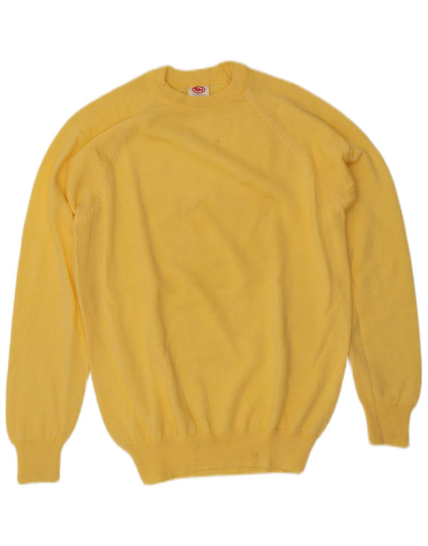 Maglione maglione girocollo da donna VINTAGE UK 16 grande giallo