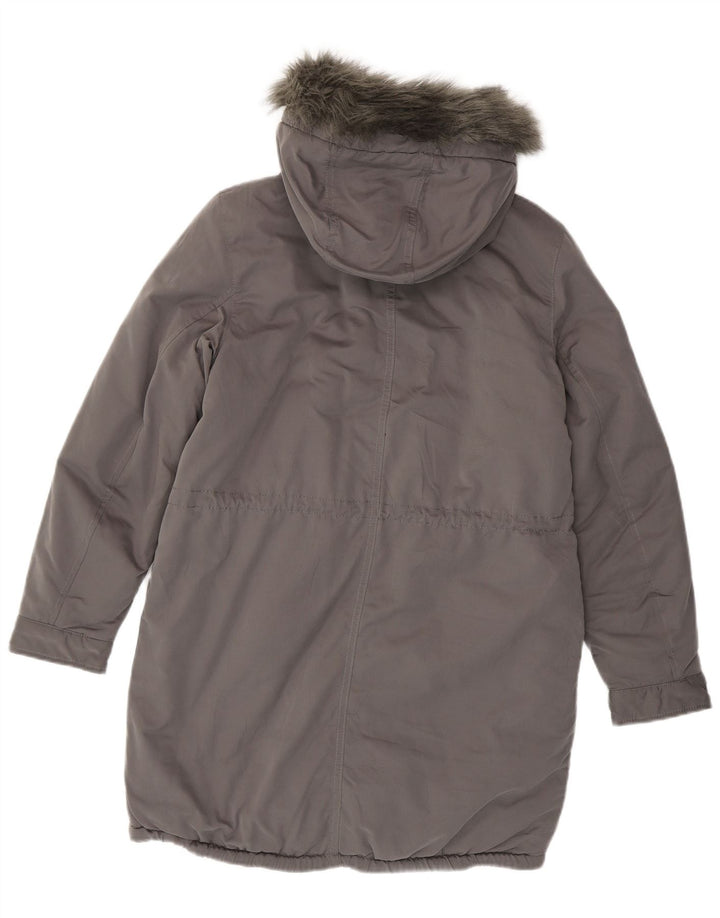 Cappotto imbottito con cappuccio da donna Benetton UK 14 grande grigio