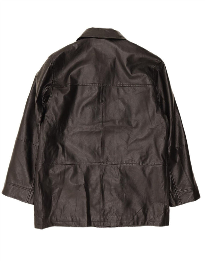 VINTAGE Mens Leather Jacket UK 46 3XL Black Leather
