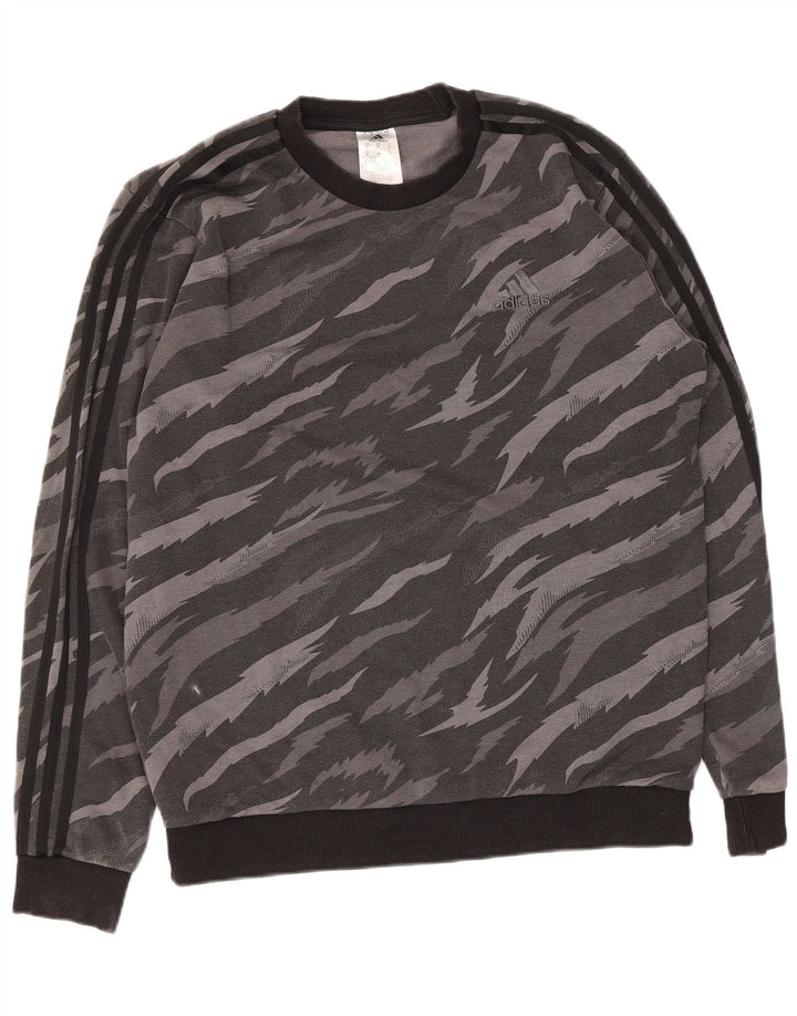 Felpa Adidas Uomo Maglione Grigio Medio Stampa Animalier Cotone