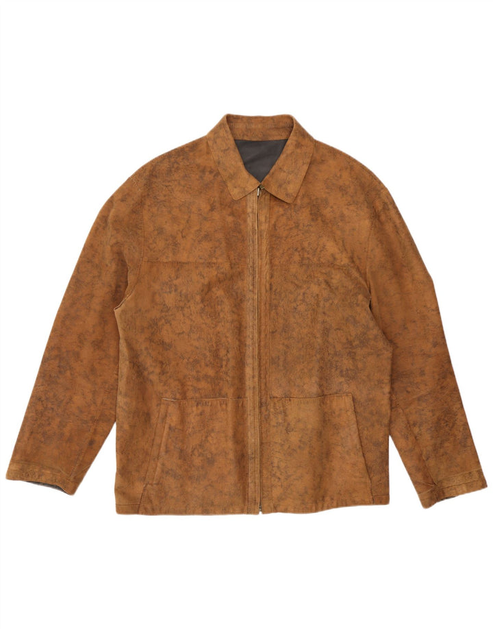 Giacca in pelle reversibile da uomo vintage EU 56 3XL Marrone
