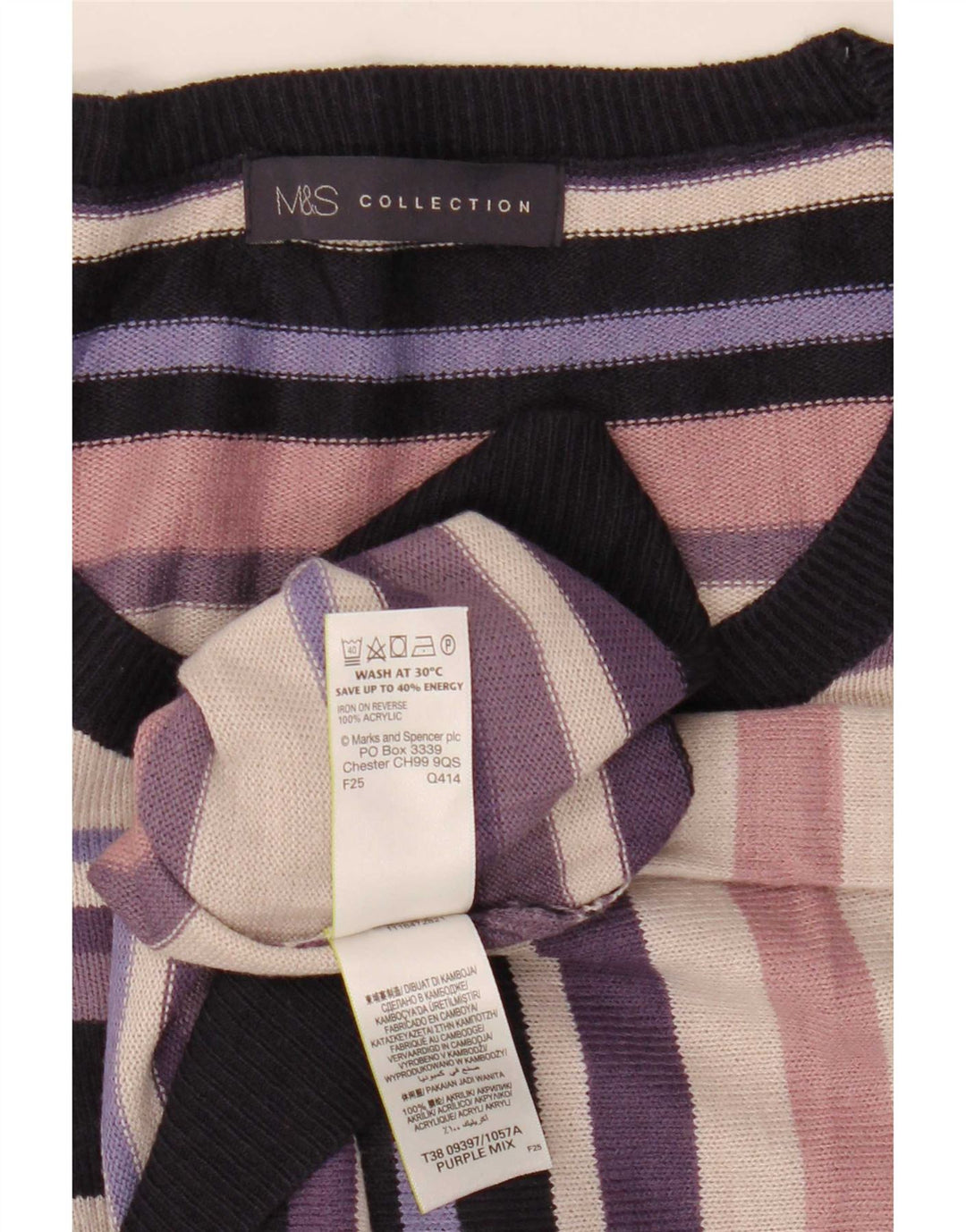 Maglione maglione con scollo a barca da donna Marks & Spencer UK 16 grande multicolore