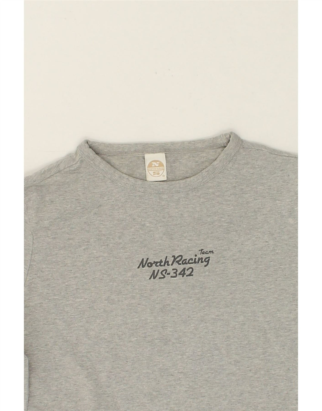 NORTH SAILS Girls Graphic Top Long Sleeve 8-9 Years Small Grey Colourblock Vintage North Sails and Second-Hand North Sails from Messina Hembry 