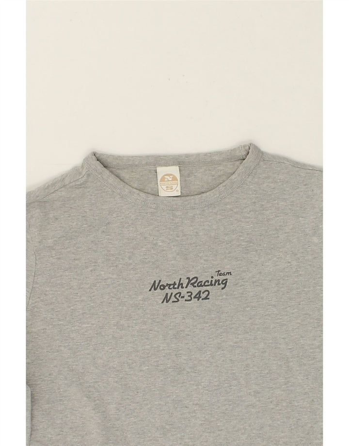 NORTH SAILS Girls Graphic Top Long Sleeve 8-9 Years Small Grey Colourblock Vintage North Sails and Second-Hand North Sails from Messina Hembry 