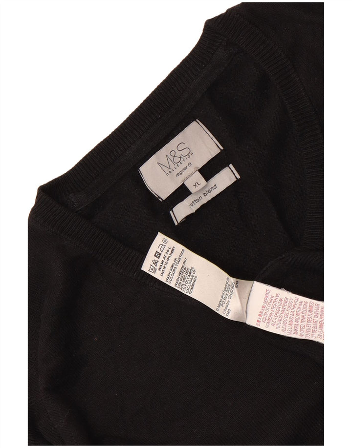Maglione da uomo Marks & Spencer vestibilità regolare con scollo a V XL cotone nero