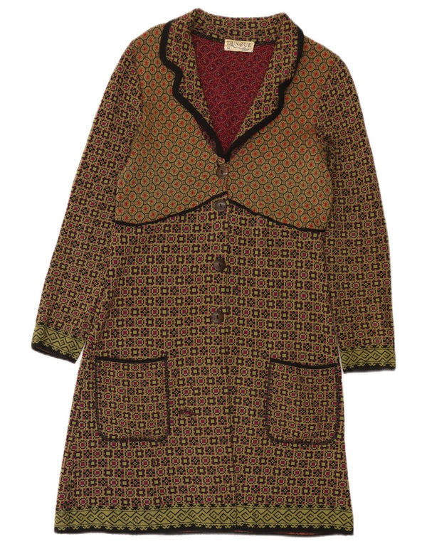 Dunque maglione cardigan da donna UK 12 medio multicolore geometrico