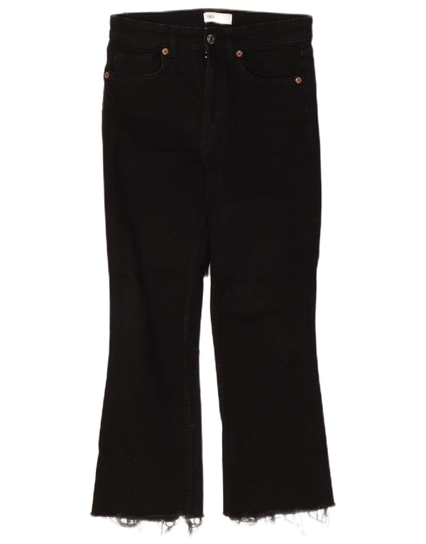 Jeans bootcut corti a vita alta da donna Zara EU 38 piccoli W28 L25 cotone nero