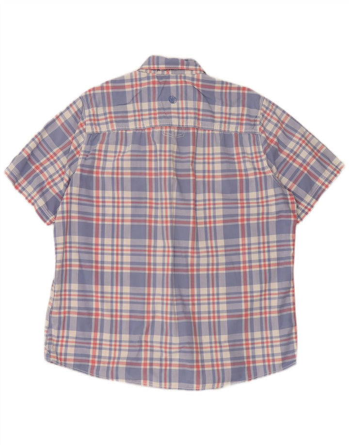 Camicia a maniche corte da uomo Fat Face in cotone a quadri blu grande