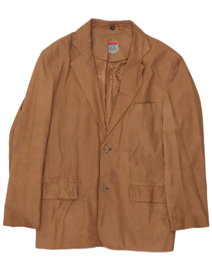 Giacca blazer in pelle da uomo a 2 bottoni Route 66 UK 38 Marrone medio