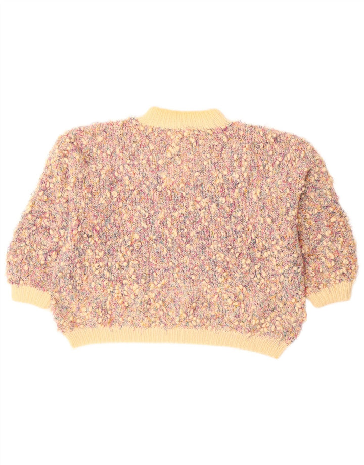 Maglione maglione collo alto da donna VINTAGE UK 20 2XL multicolore screziato