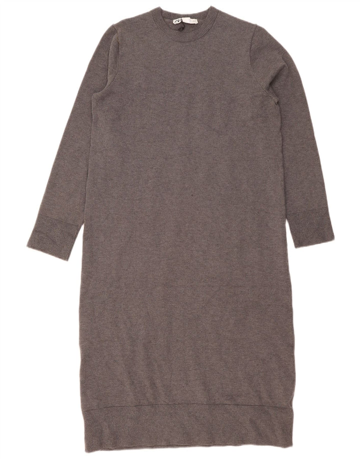 Abito maglione da donna ZARA UK 14 Large in viscosa grigia