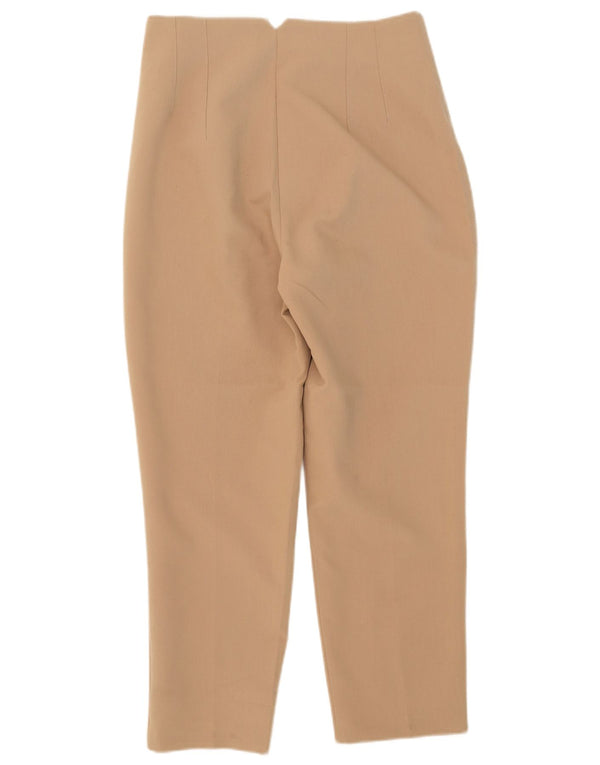Pantaloni da abito affusolati a vita alta da donna Zara grandi W30 L26 poliestere beige