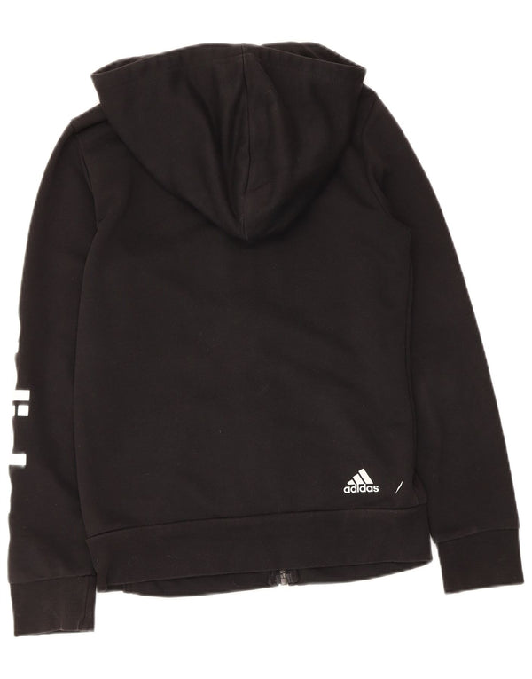 Maglione con cappuccio e zip grafica da donna Adidas UK 8/10 piccolo cotone nero