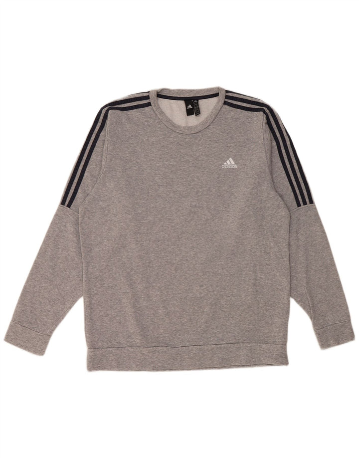Felpa Adidas da uomo maglione grande in cotone chiazzato grigio
