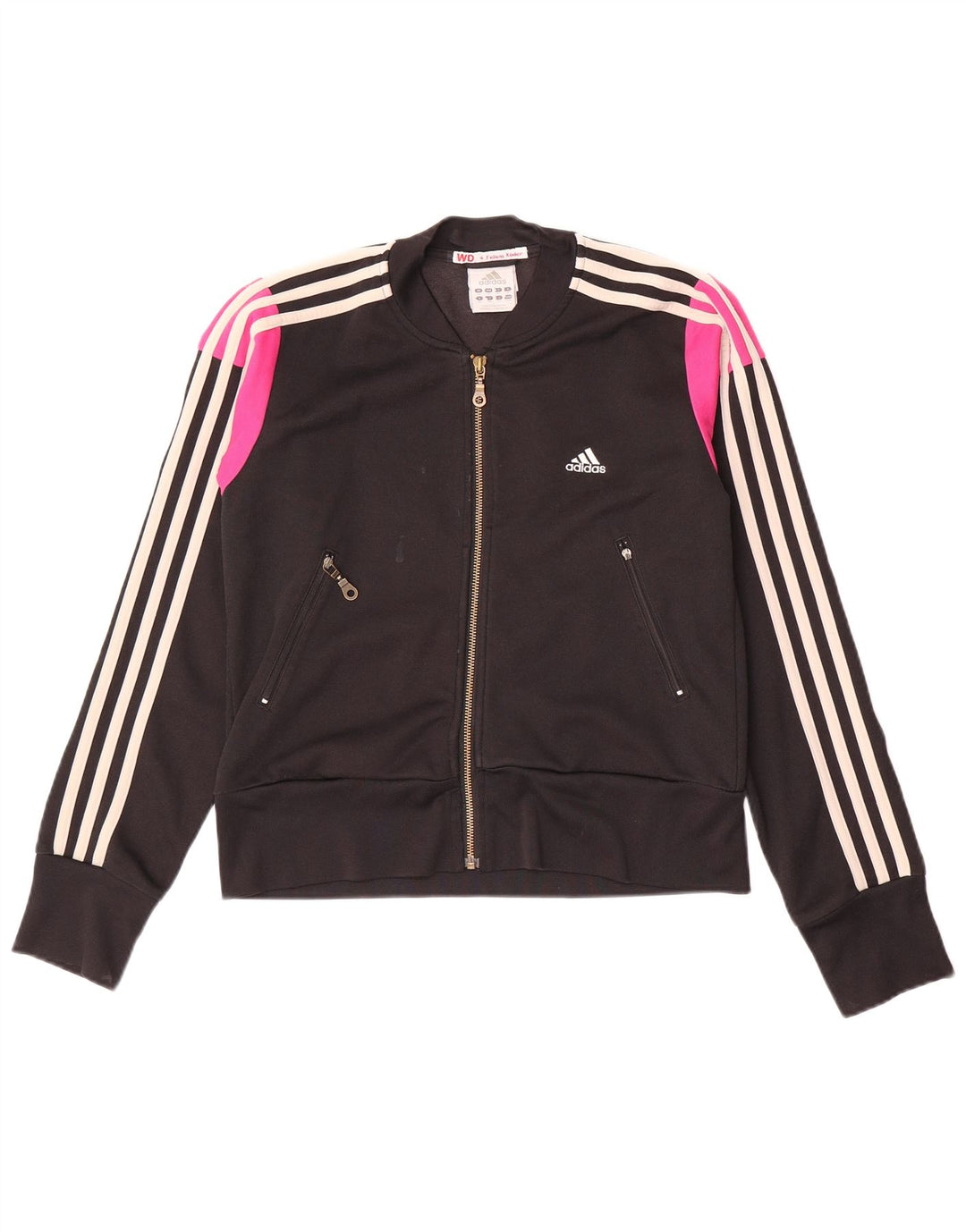 Giacca da tuta da donna Adidas UK 12 Medium Black Colourblock Cotton