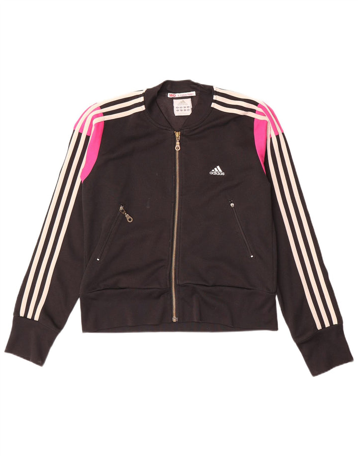 Giacca da tuta da donna Adidas UK 12 Medium Black Colourblock Cotton