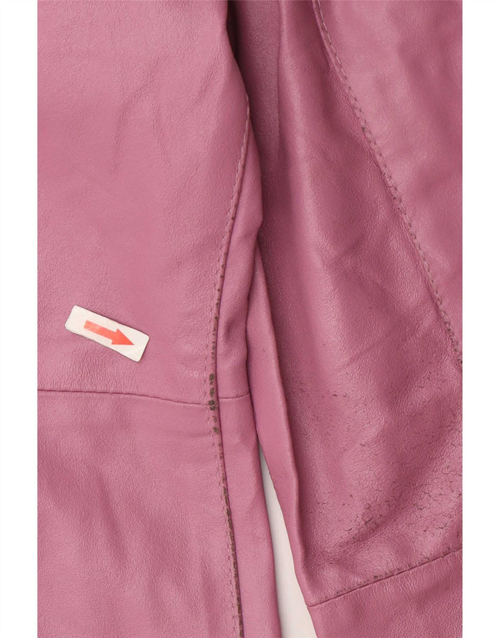 Cappotto in pelle vintage da donna UK 12 rosa medio