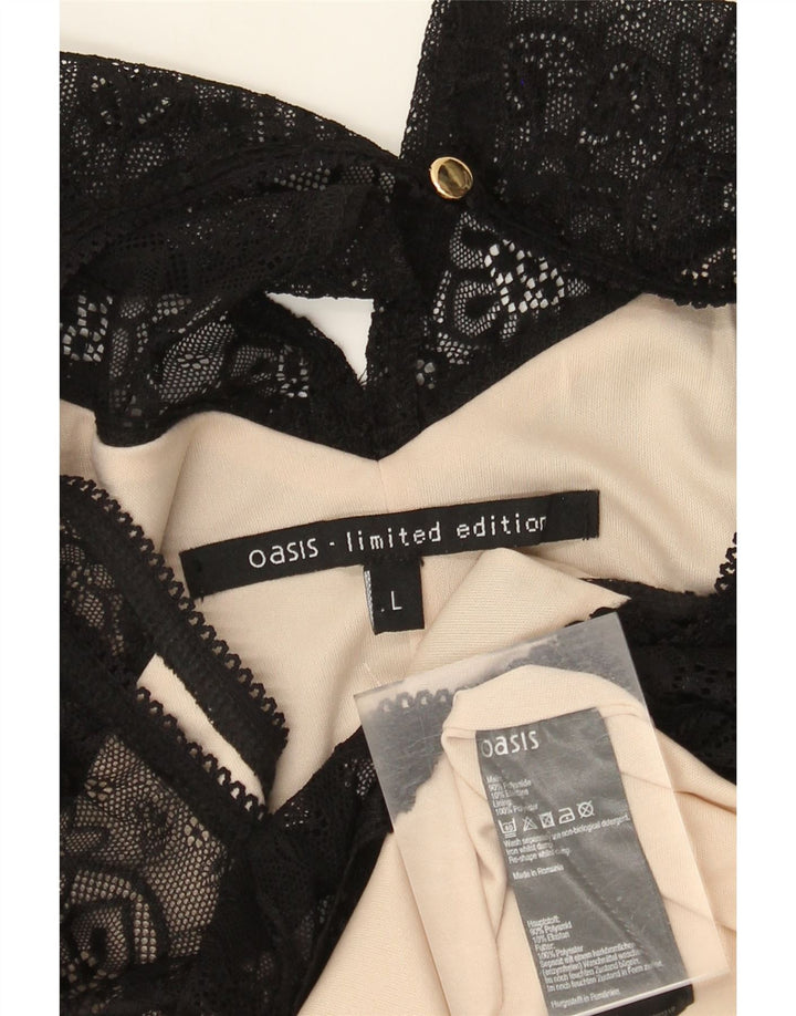 Abito tubino senza maniche da donna Oasis UK 14 Grande poliammide floreale nero