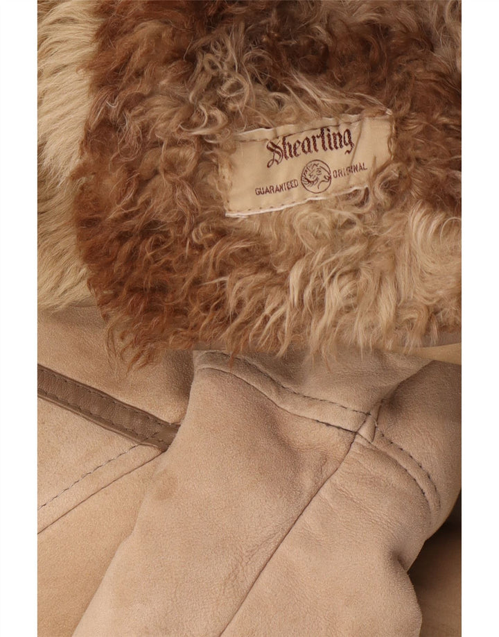 Cappotto in shearling vintage da donna UK 14 Shearling marrone medio