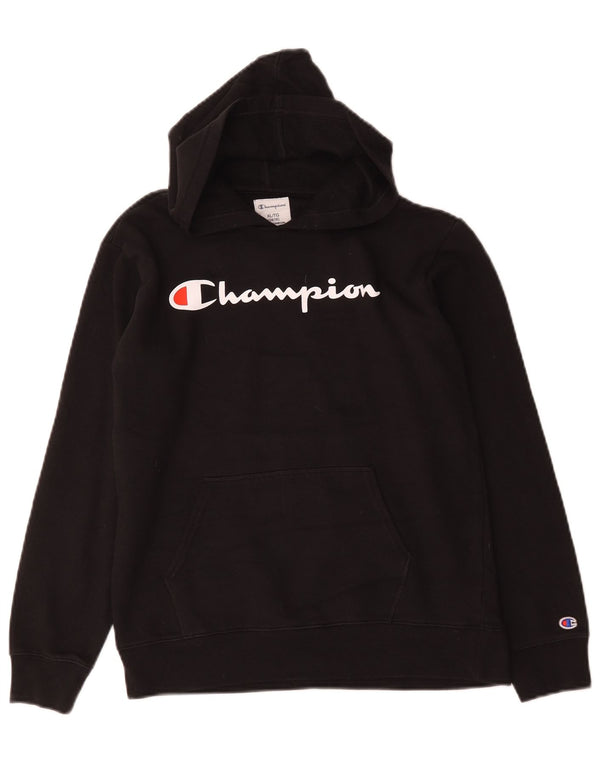 Felpa con cappuccio grafica per ragazze Champion 13-14 anni XL in cotone nero