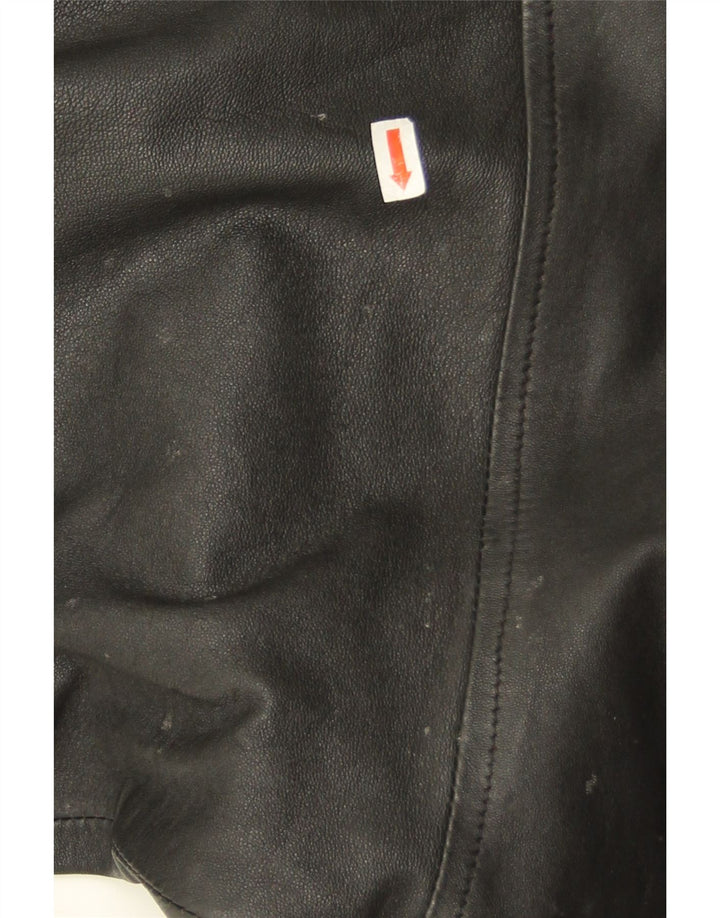 Giacca in pelle oversize da donna vintage UK 10 piccola in pelle nera