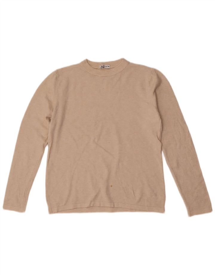 Maglione maglione girocollo da donna Zara UK 10 piccolo bianco sporco
