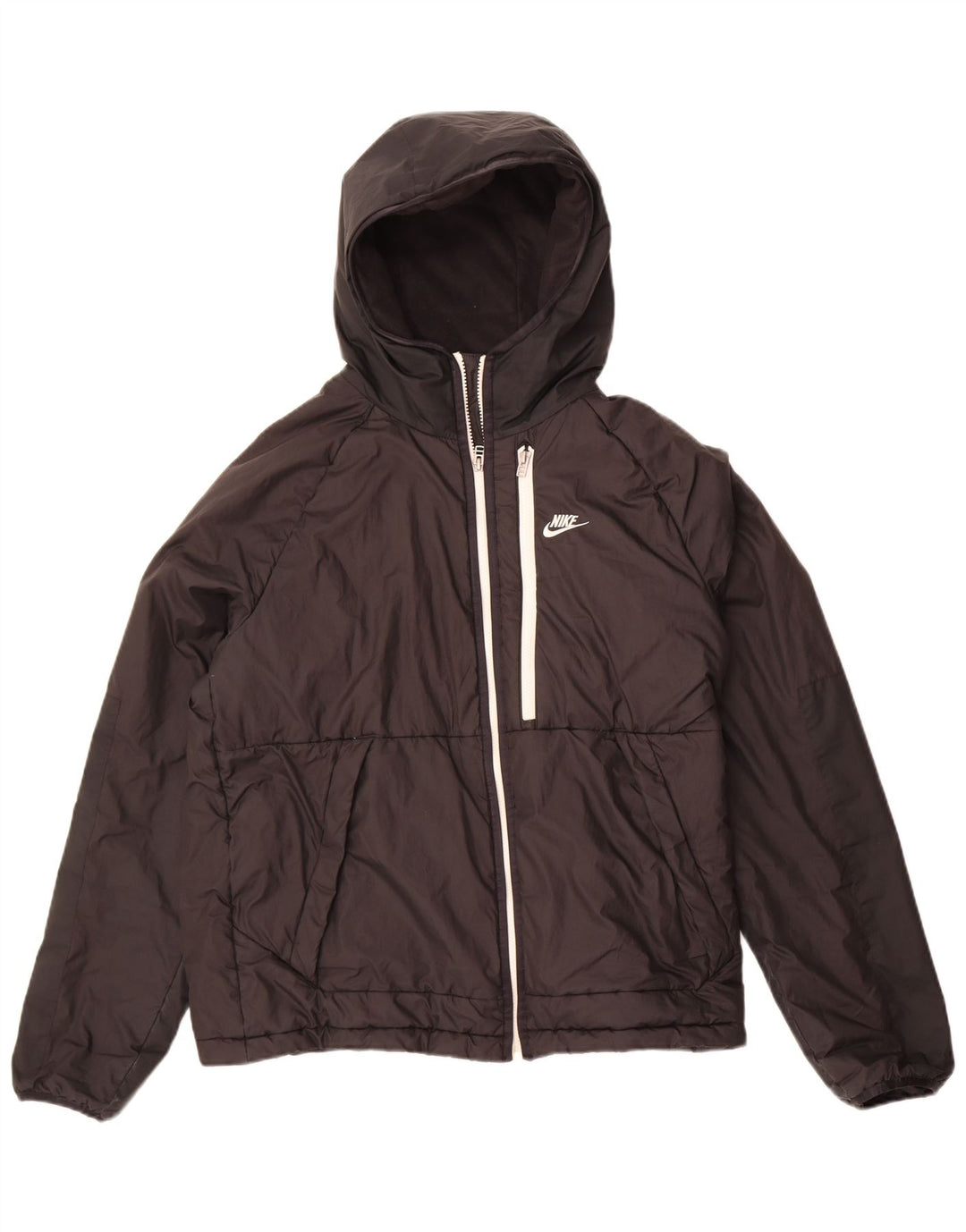 Giacca a vento con cappuccio Nike Therma-Fit da donna UK 14 media nera