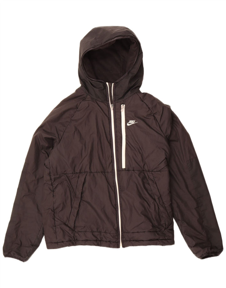 Giacca a vento con cappuccio Nike Therma-Fit da donna UK 14 media nera