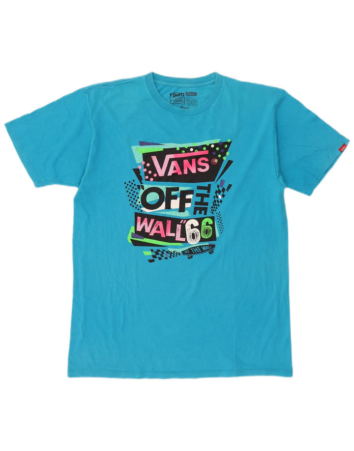 T-shirt grafica da uomo Vans grande in cotone blu