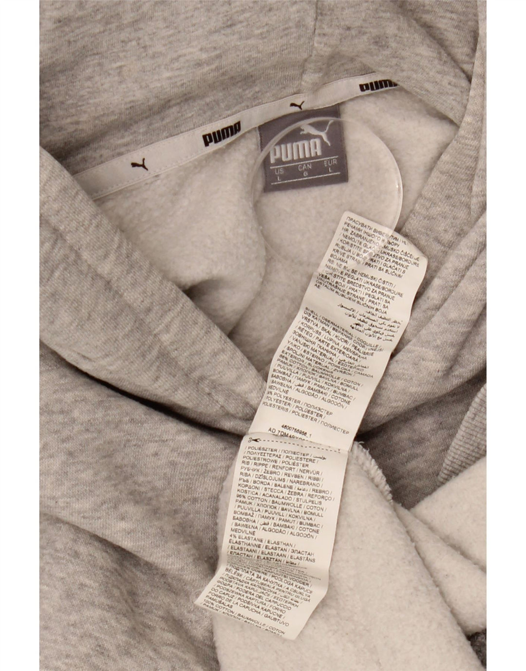 PUMA Felpa con cappuccio oversize con grafica da donna UK 16 Large Grigio Cotone