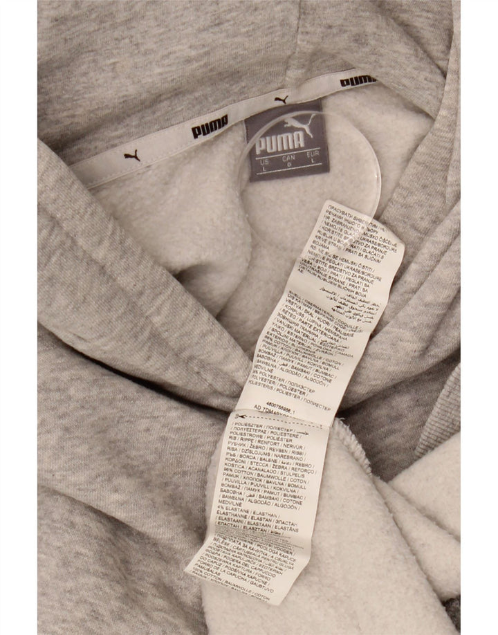 PUMA Felpa con cappuccio oversize con grafica da donna UK 16 Large Grigio Cotone