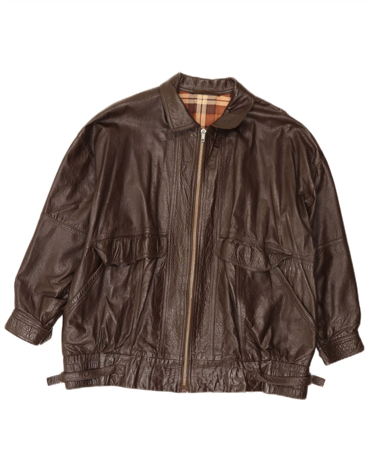 Giacca in pelle vintage da uomo UK 40 grande marrone