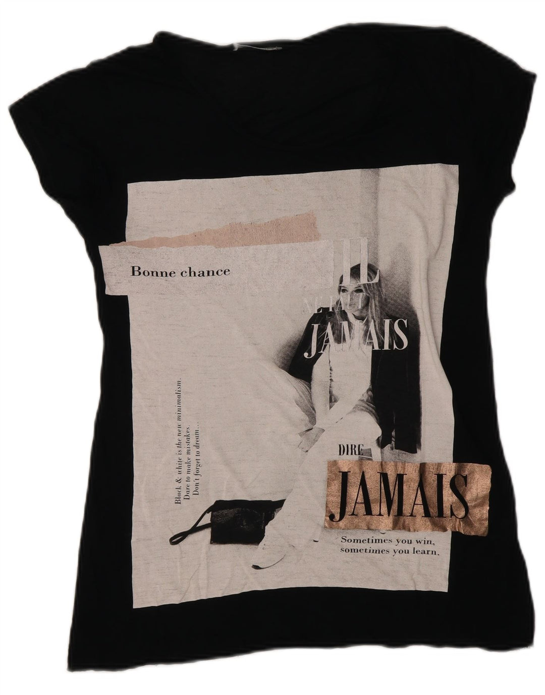 T-shirt grafica da donna Zara Top UK 10 piccola nera