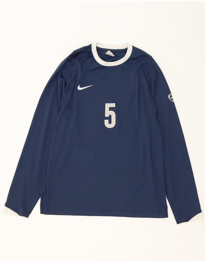 Nike Top grafico da uomo a maniche lunghe UK 39/41 Poliestere blu navy medio